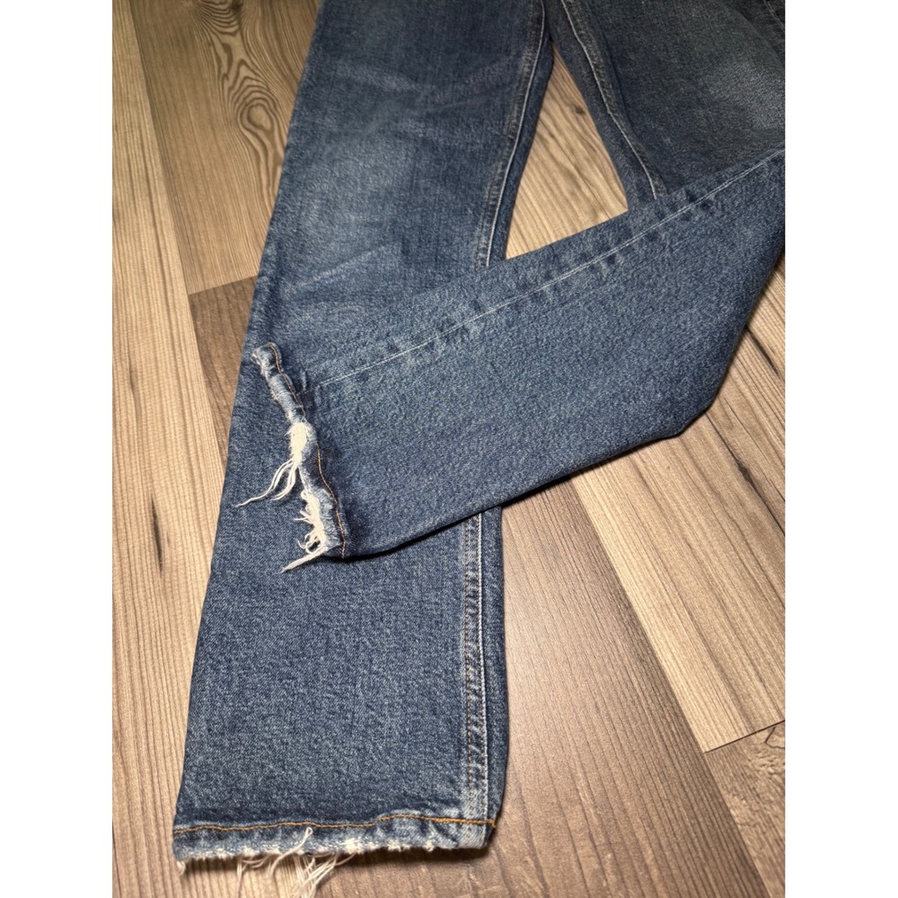AGOLDE Womens High Rise Straight Leg Distressed Raw Hem Blue Jeans Size 25 - Picture 2 of 7
